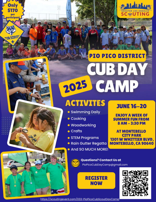 Calling All Cub Scouts!  
Attention all Cub Scouts! We're inviting eager and energetic Cubs to join us for an exciting and adventure-packed STEM week at Cub Scout Adventure Day Camp. 