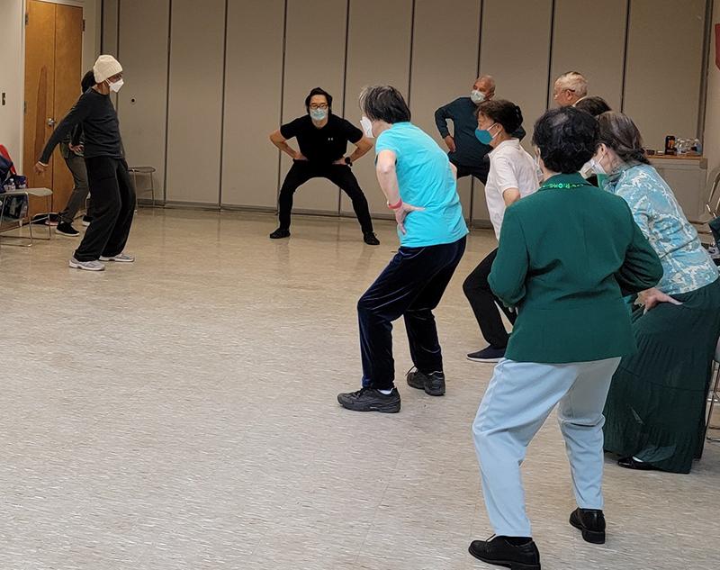 group of people in exercise class
