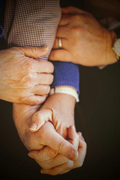 closeup of clasped hands