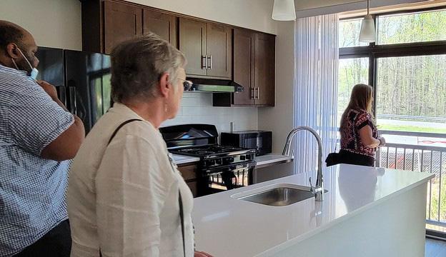 group tour in kitchen