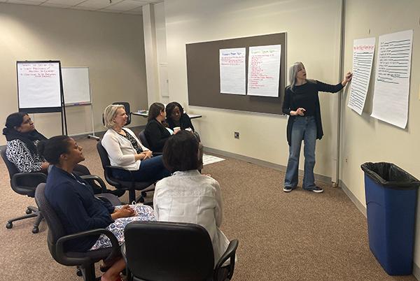 one person making a presentation to a seated group