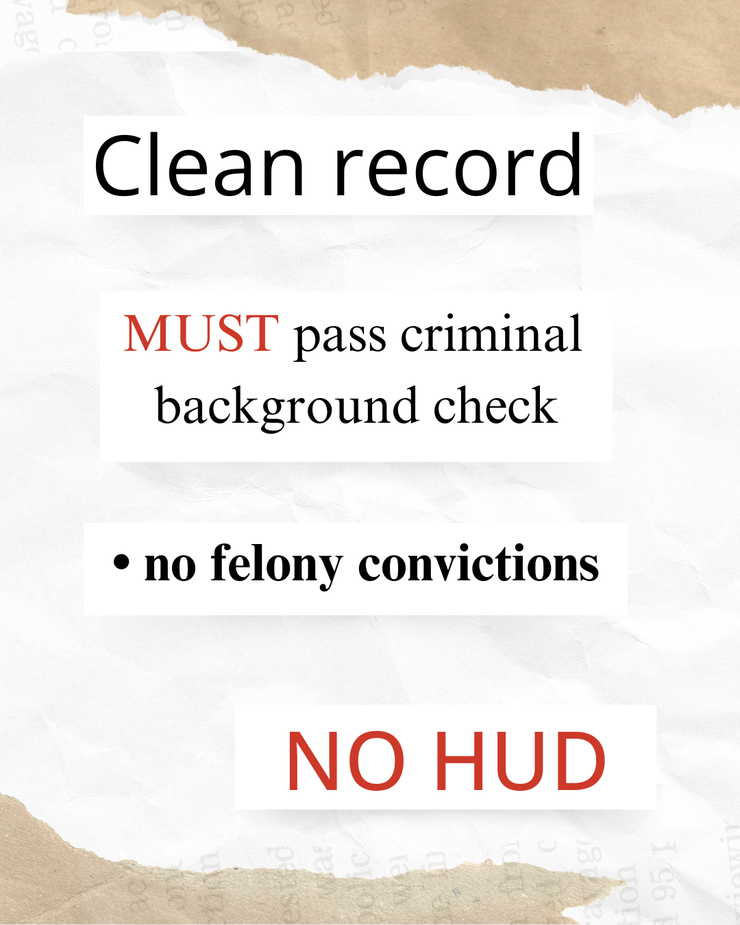 Various examples of common requirements in housing or job advertisements that can potentially be discriminatory in California. These include phrases like "Applicants must provide documented income with pay stubs, no felonies, and proof of employment for at