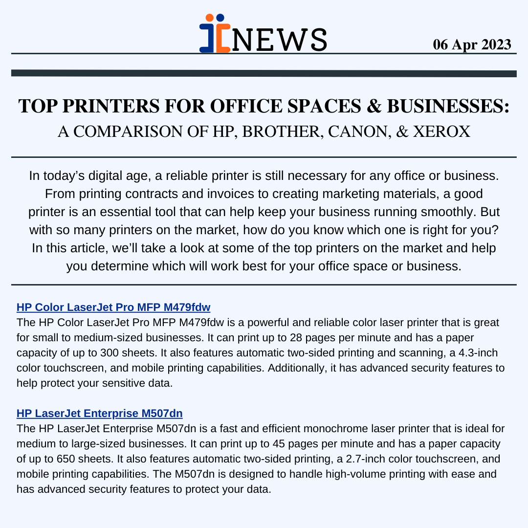 Top Printers for Office Space & Businesses