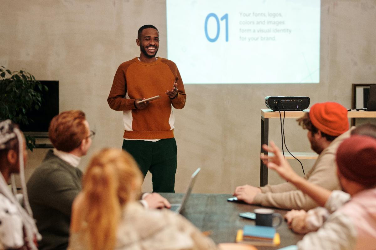 man giving presentation