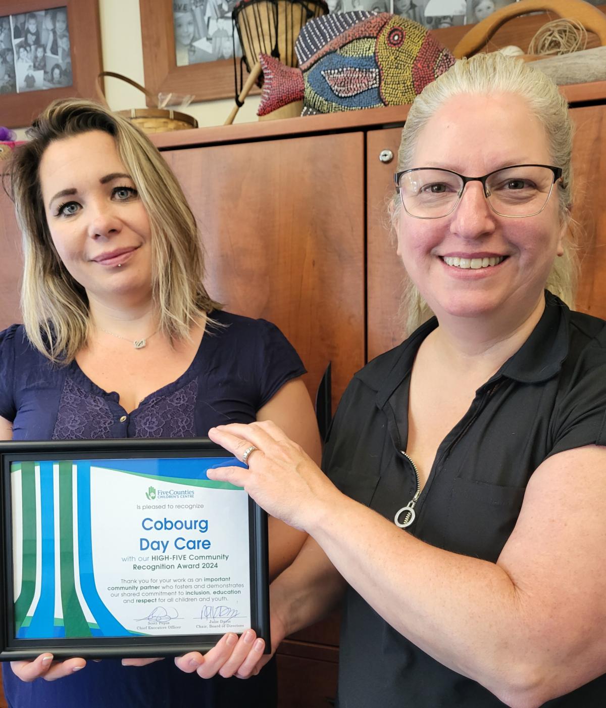 High-Five Award given to Cobourg Daycare