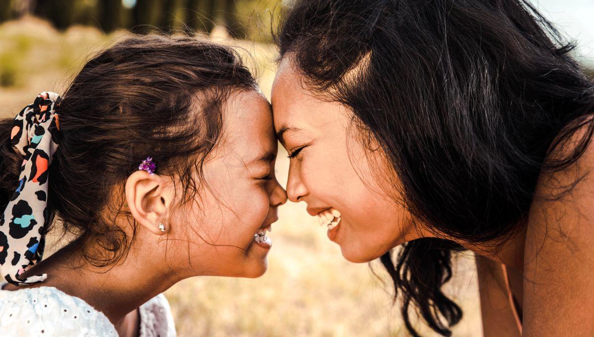Mom and daughter face to face