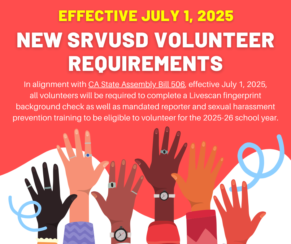 New SRVUSD volunteer requirements - Be a Mentor