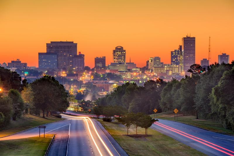 Skyline of downtown Columbia, South Carolina from above Jarvis Klapman Blvd.