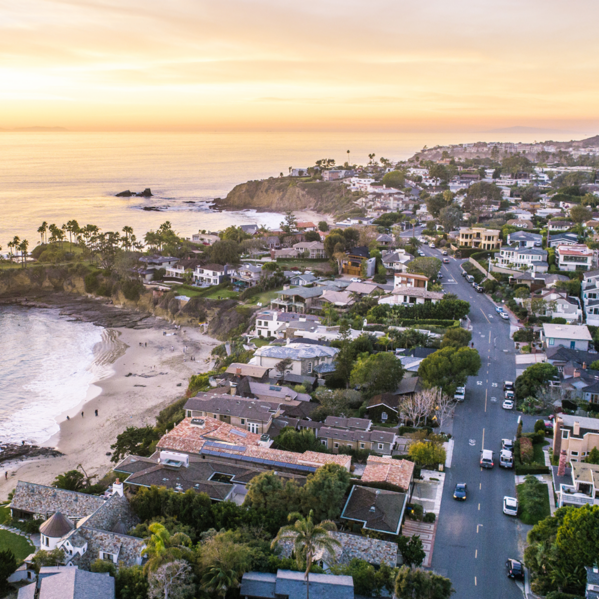 Areal view of OC Beach and city