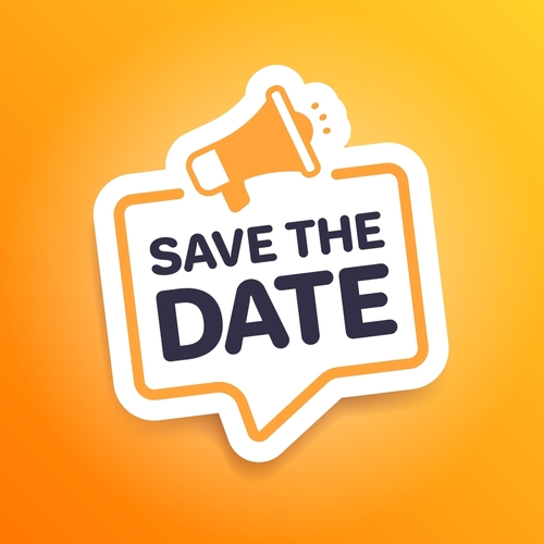 Save The Date Megaphone Marketing Advert Label
