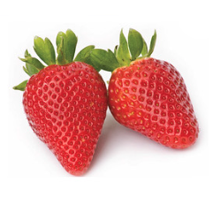 2 strawberries on white background