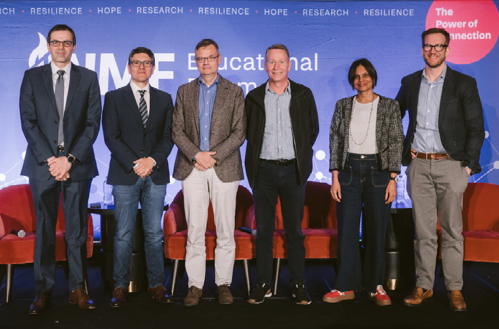 Ask The Doctors Panel group shot on stage - Drs. Yazeed Sawalha, Jorge Castillo, Christian Buske, Stephen Ansell, Shirley D'Sa, Pete Forsberg