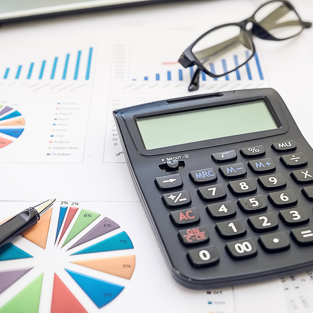 calculator and pie chart