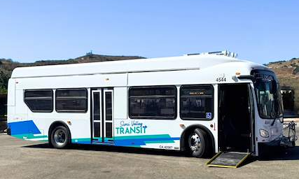 Outside view of the new Simi Valley Transit Electric Bus