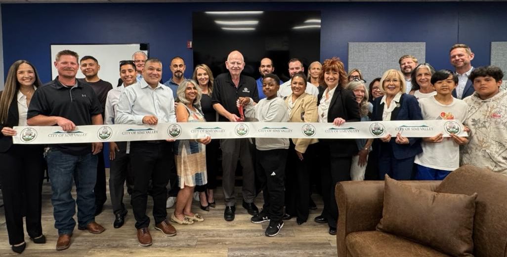 Large group at a ribbon cutting event for the new Boy and Girls Club of Moorpark and Simi Valley's teen center