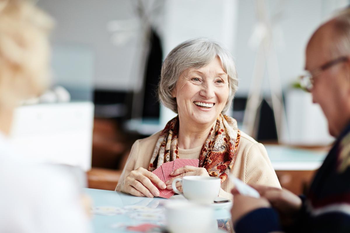 Seniors playing a card game