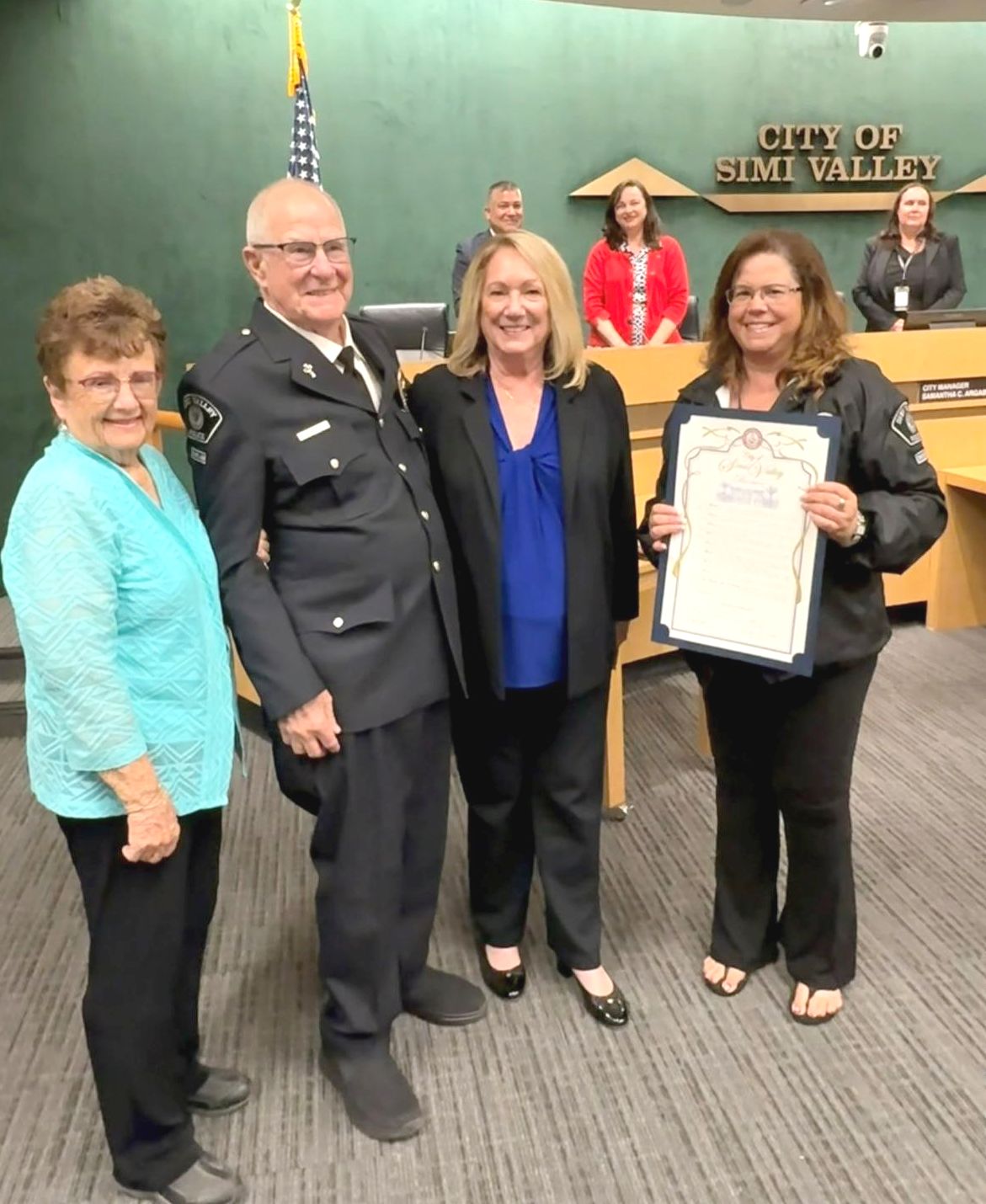 City Volunteer of the year with City Council Members and family