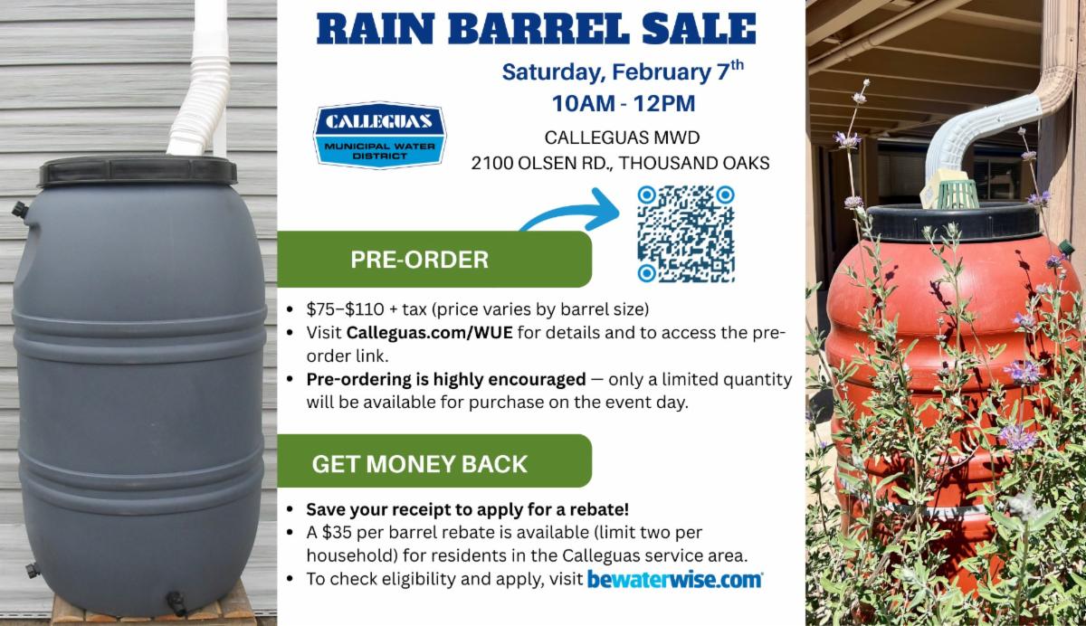 Two types of rain barrels available for sale
