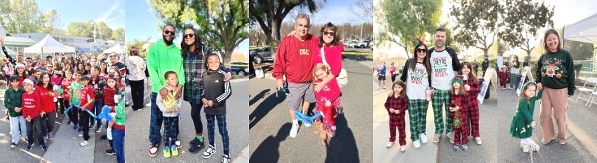 Families at Holiday Express Train event dressed in matching pajamas