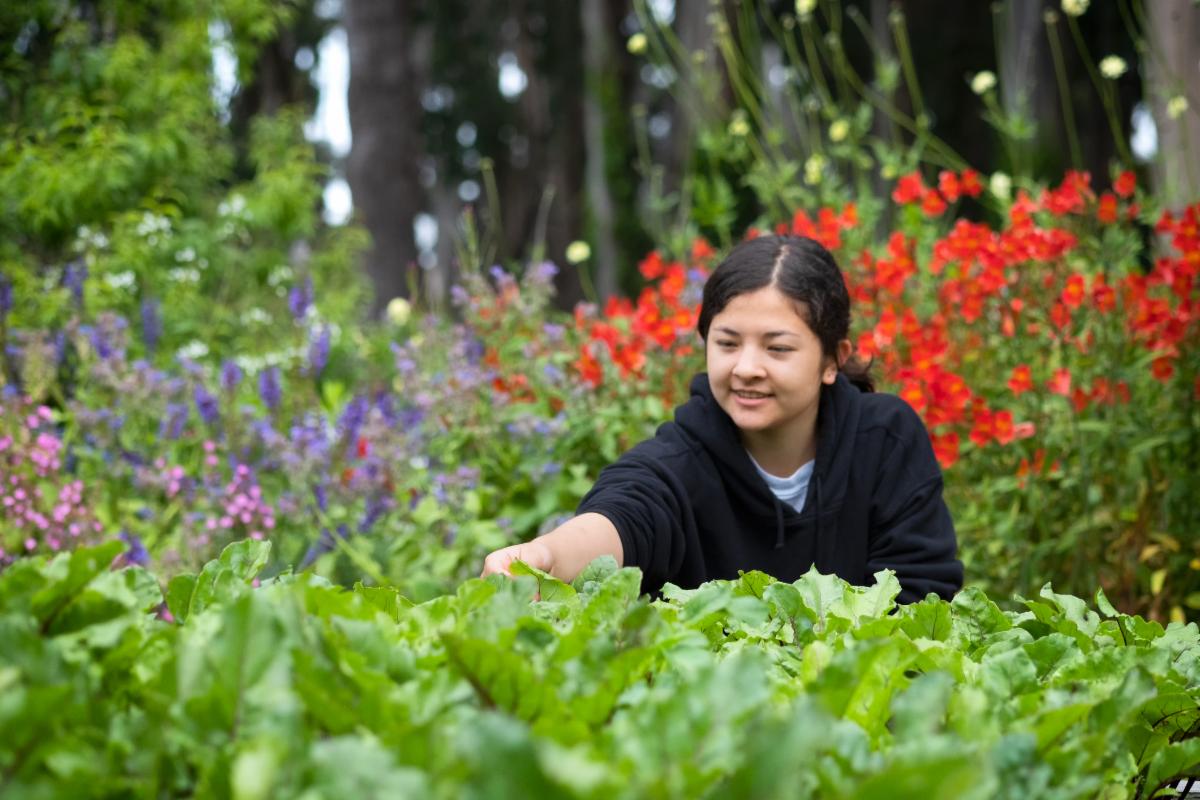 Woman working in her garden
