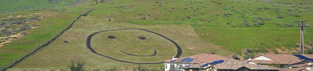 Happy face engraved on a hill, a trademark of Simi Valley.