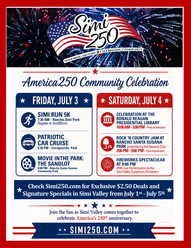 Visit the Simi250 website for July 4th event details