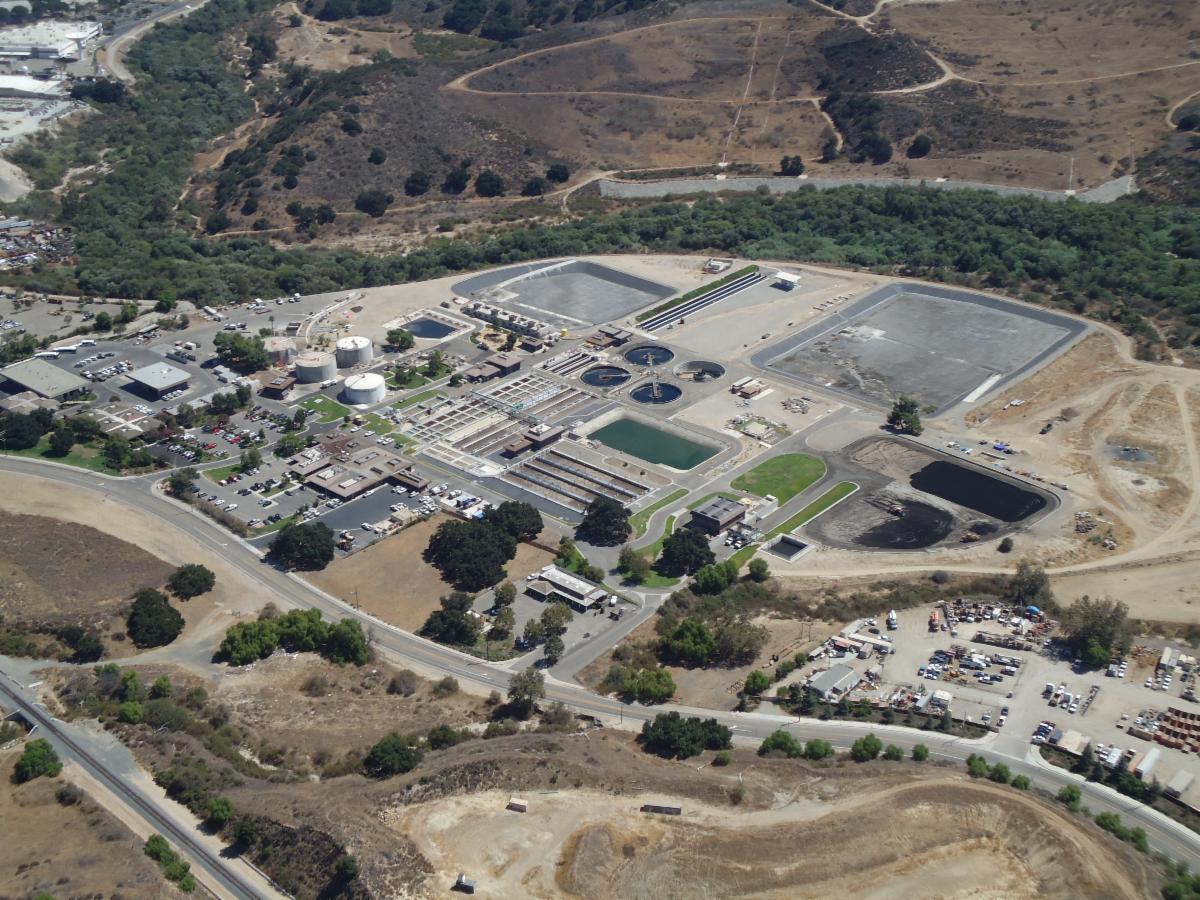 Aerial view of the waste water and sanitation plant