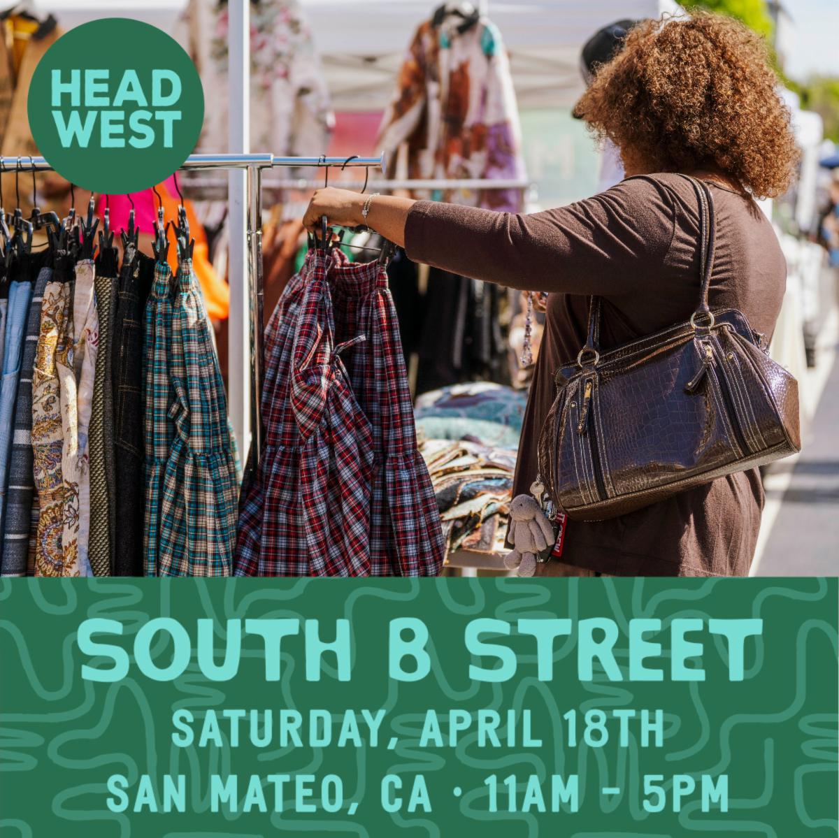 photo of a woman looking through a rack of clothes at HEAD WEST Marketplace