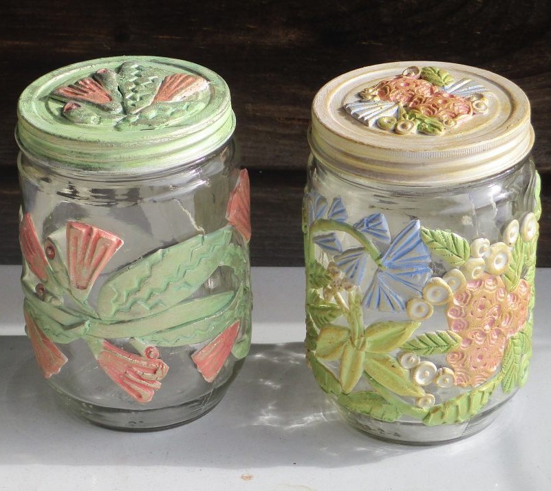 Kathie Pratt Polymer Clay on 2 jars