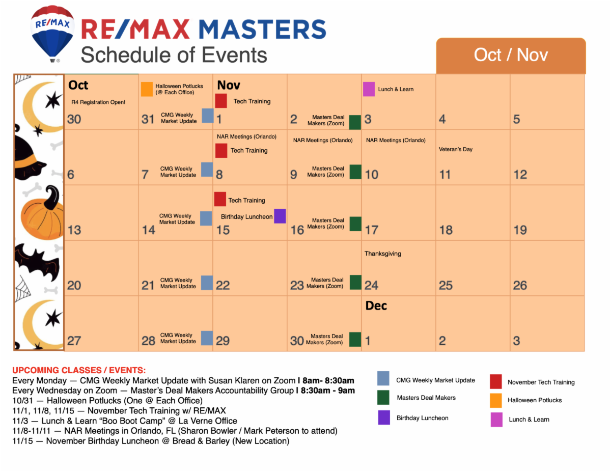 RE/MAX Masters Schedule of Events