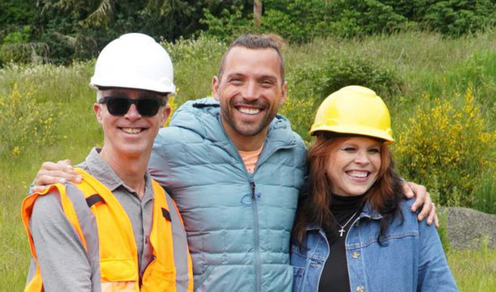 Commissioner Casey Miller with Olalla Meadows team members at groundbreaking site