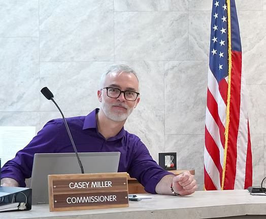 Commissioner Casey Miller at a Board of Commissioner's meeting