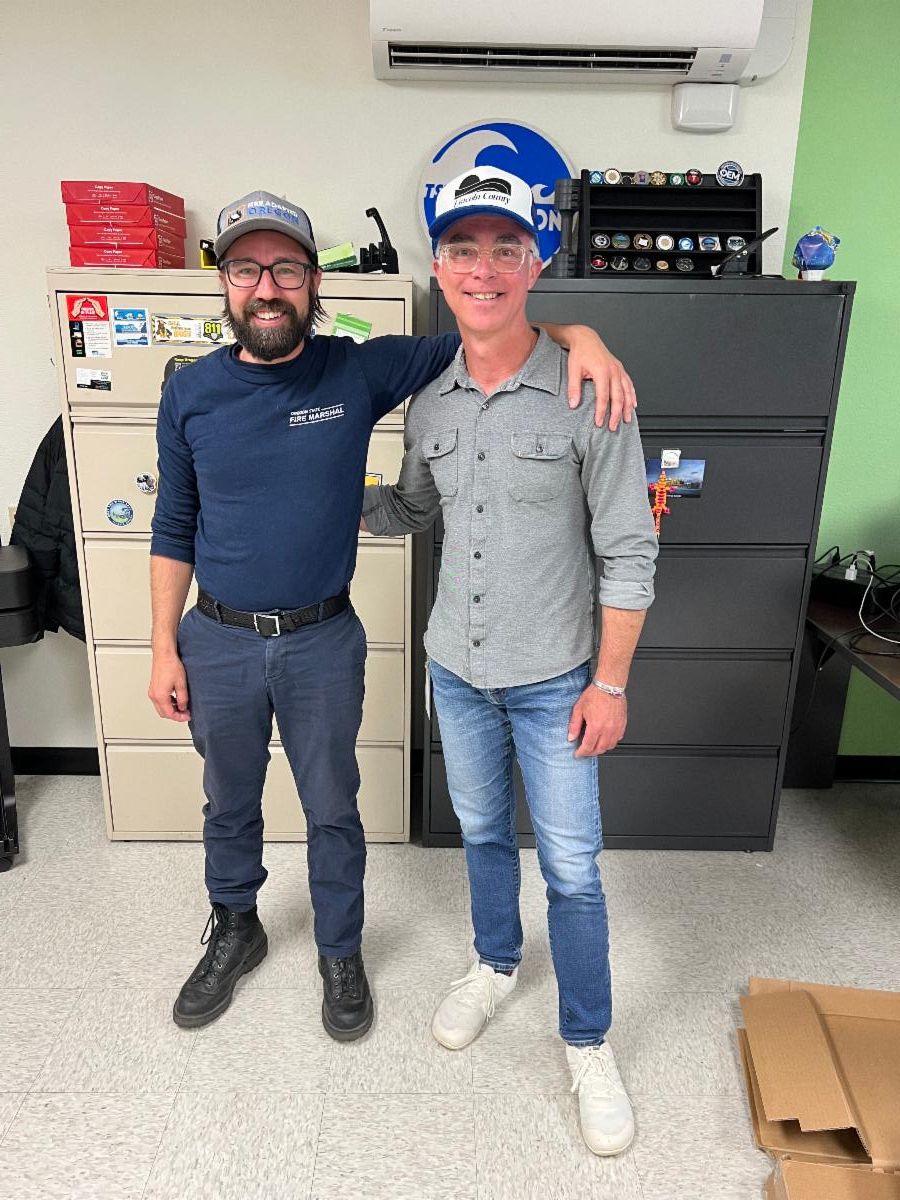 Dustin Rymph, OSFM Fire Risk Reduction Specialist, and Commissioner Casey Miller
