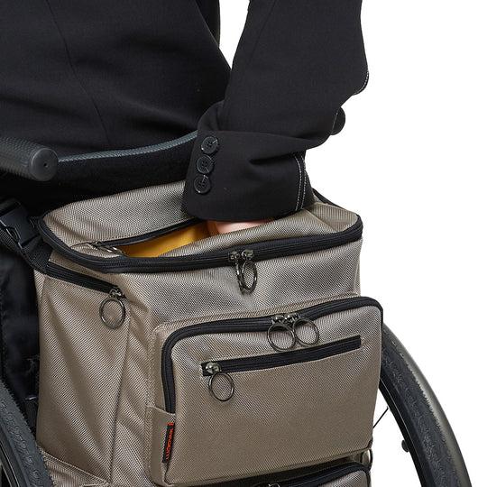 Handcrafted wheelchair bags and lowvision backpacks