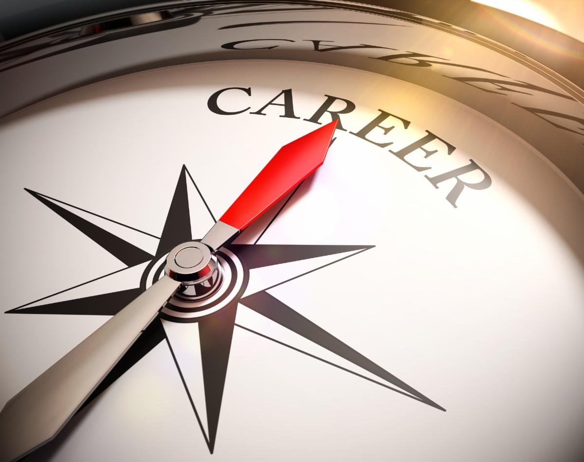 a compass with the arrow pointing to the word Career