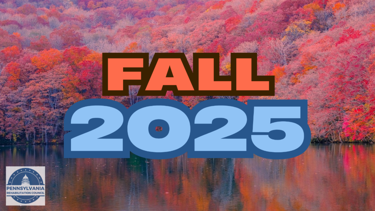 Orange and blue text that reads FALL 2025 with autumnal foliage and lake in the background and PaRC logo at the bottom left