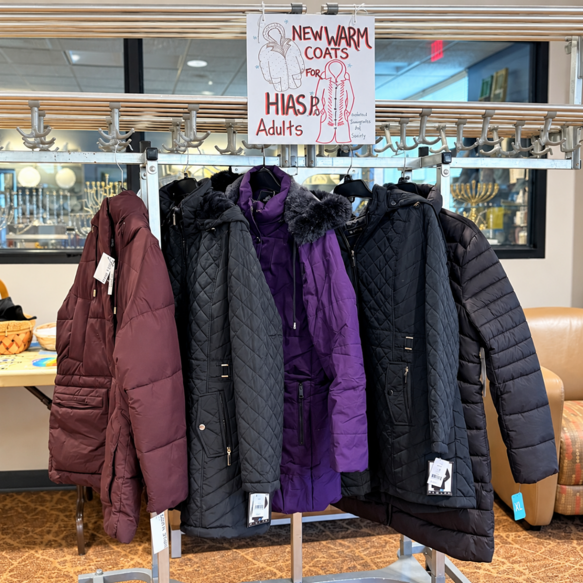 New winter coats donated at Har Zion for the HIAS Pennsylvania coat drive