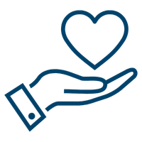 hand with floating heart icon