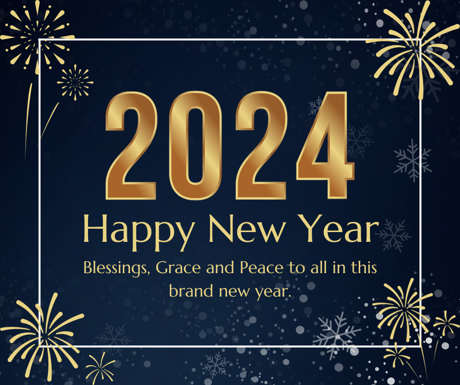 happy new year 2024 banner and blessing