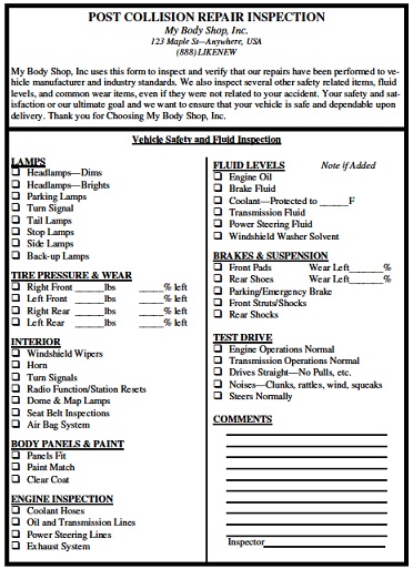 Post Repair Form