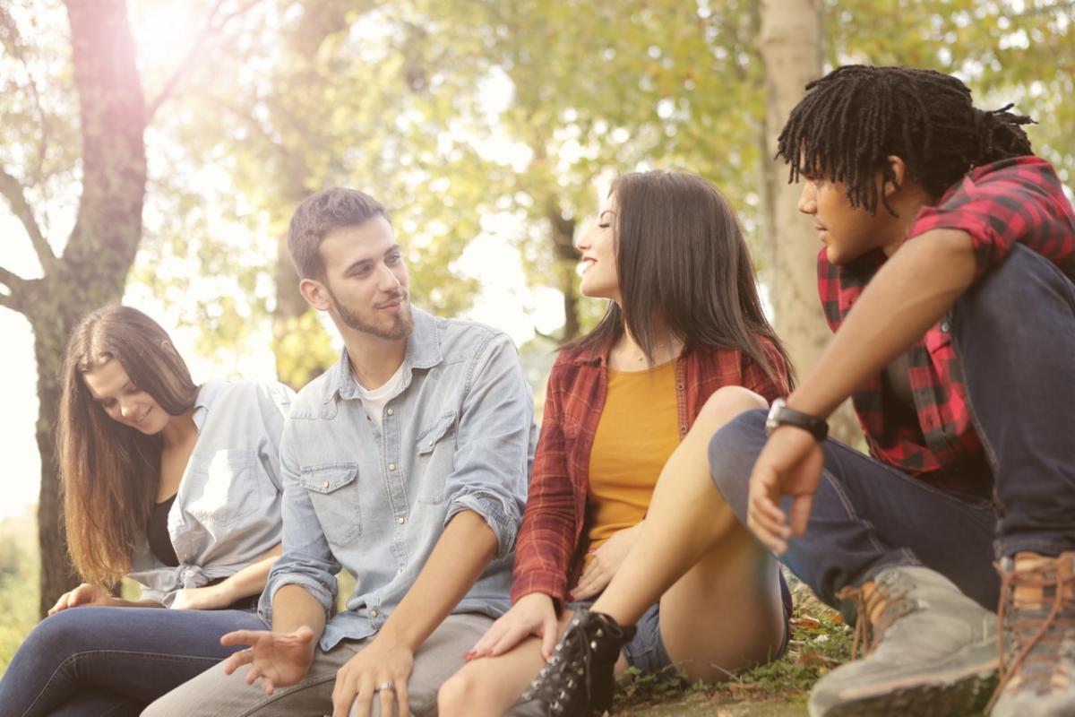 Decorative youth conversing image