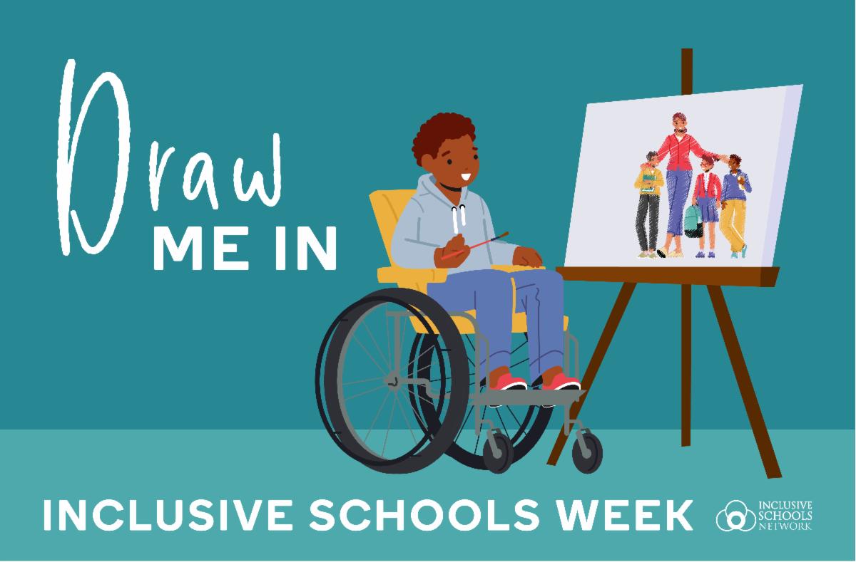 Logotipo de la Semana de Escuelas Inclusivas, Draw Me In, 2023