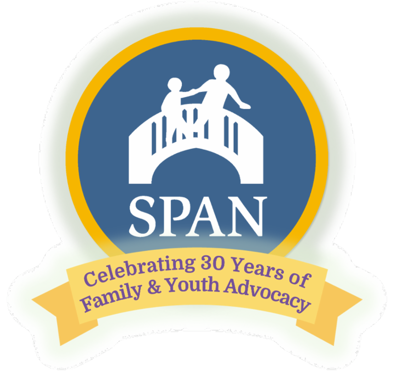 SPAN logo with ribbon stating Celebrating 30 Years of Family & Youth Advocacy