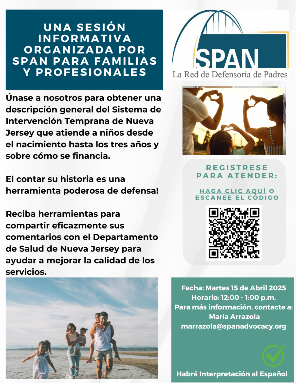 Imagen del folleto de la sesión informativa sobre el Sistema de Intervención Temprana