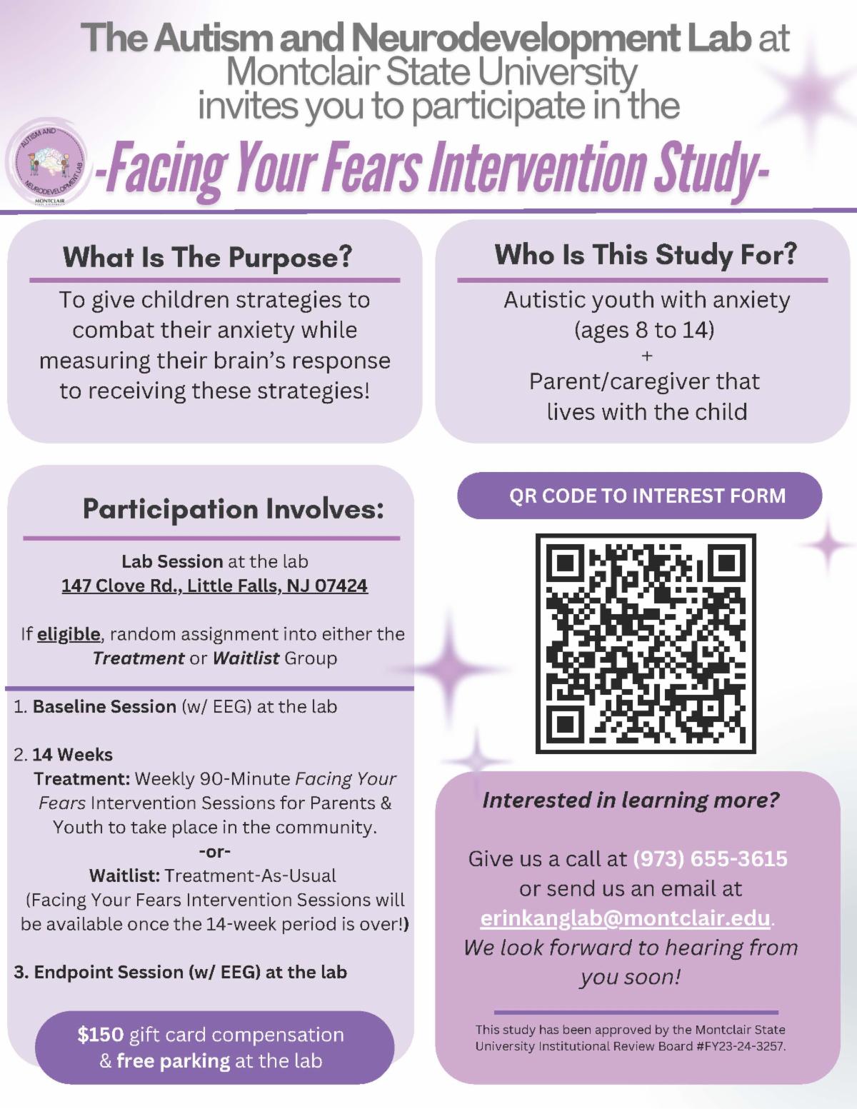 Facing Your Fears Intervention Study flyer image