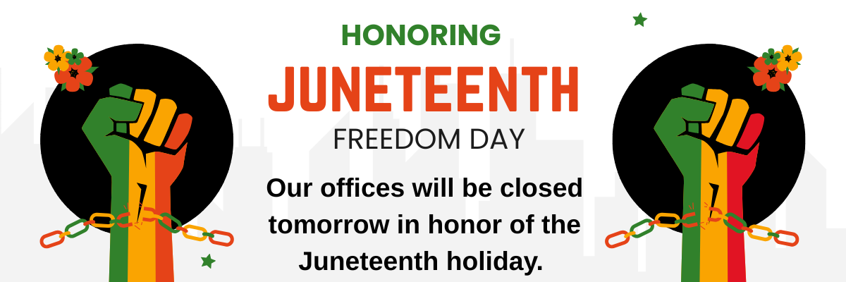 Honoring Juneteenth banner stating that the SPAN offices will be closed tomorrow to honor the holiday