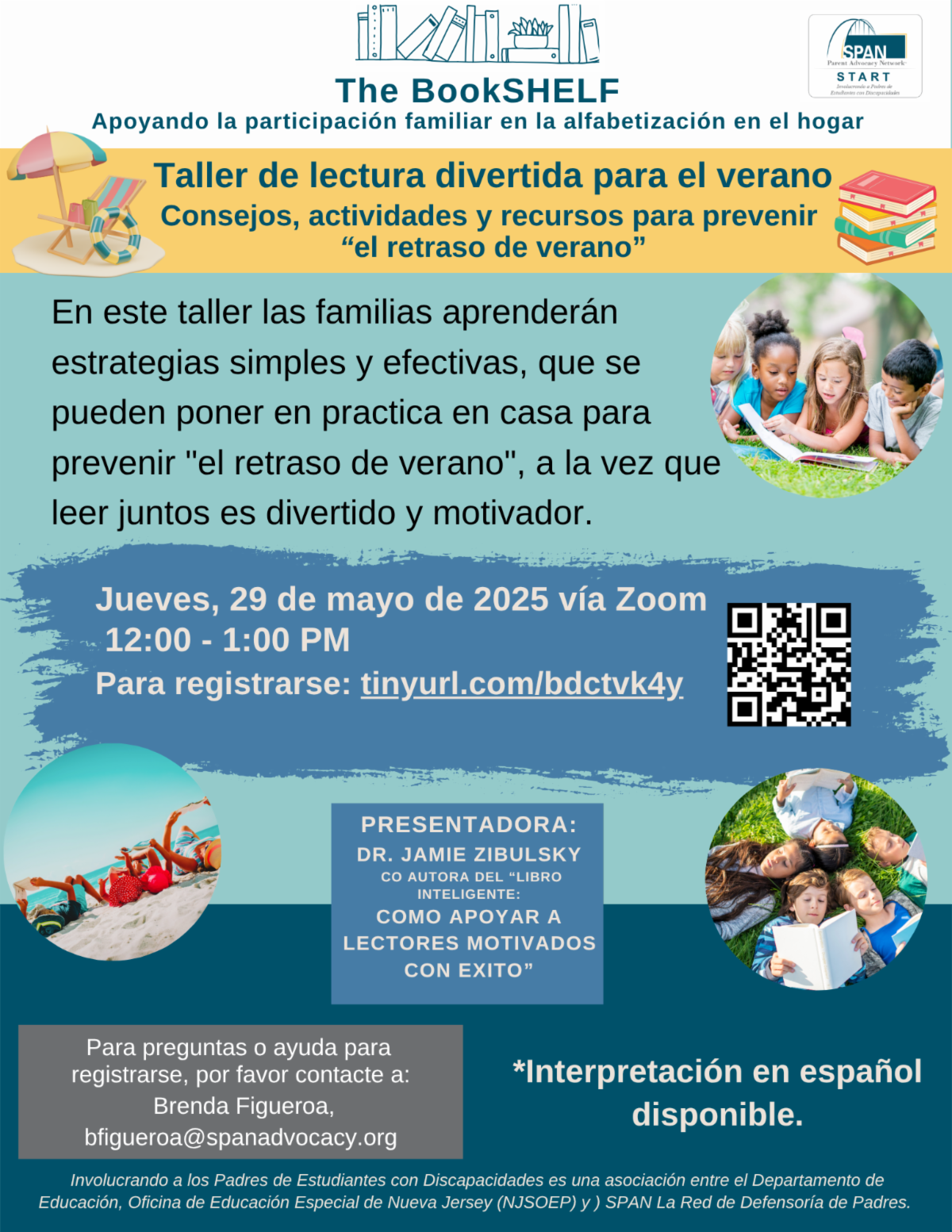 Imagen del folleto del Taller de lectura divertida de verano