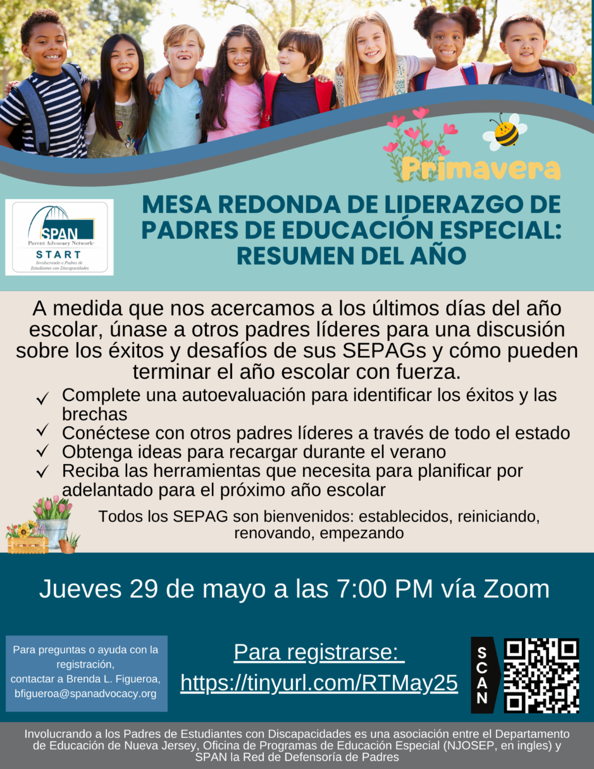 Imagen del volante de la Mesa Redonda de Padres y Líderes de Educación Especial: Resumen del año