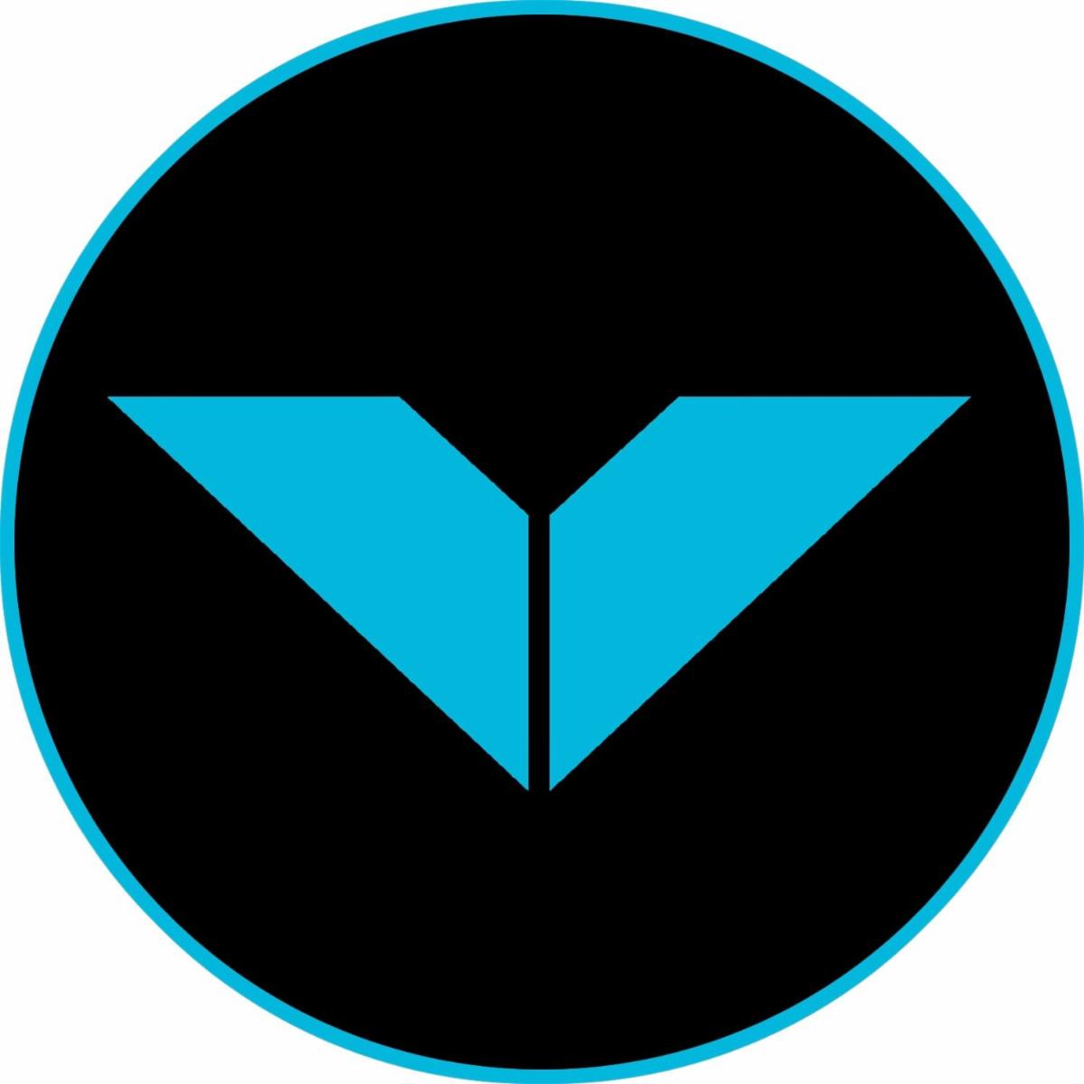Voltari Marine Electric logo of stylized V on black background