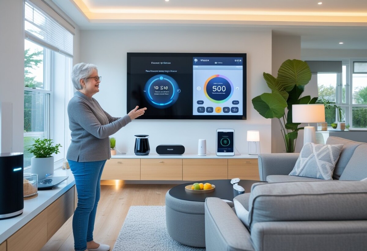 AI Generated Image of person standing in a room holding technology